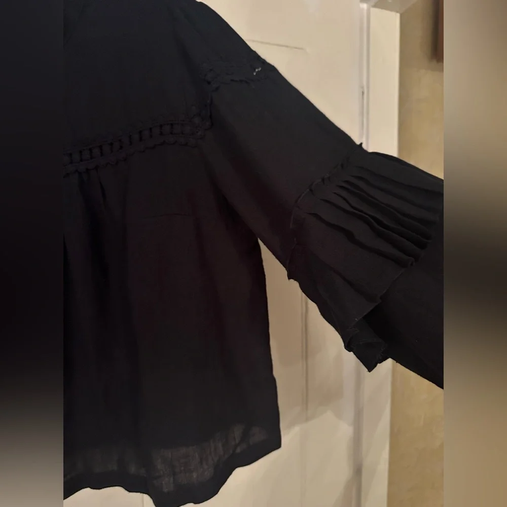Tracy Reese Elegant Black Blouse with Ruffle Sleeves - Picture 7 of 11
